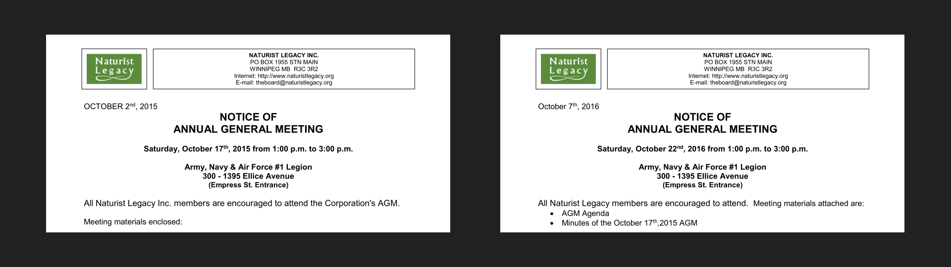 AGM meeting notices ... 2015-2016