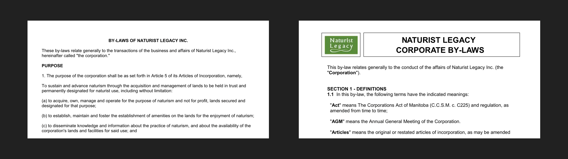 Naturist Legacy Inc. by-laws ... 2010, 2014